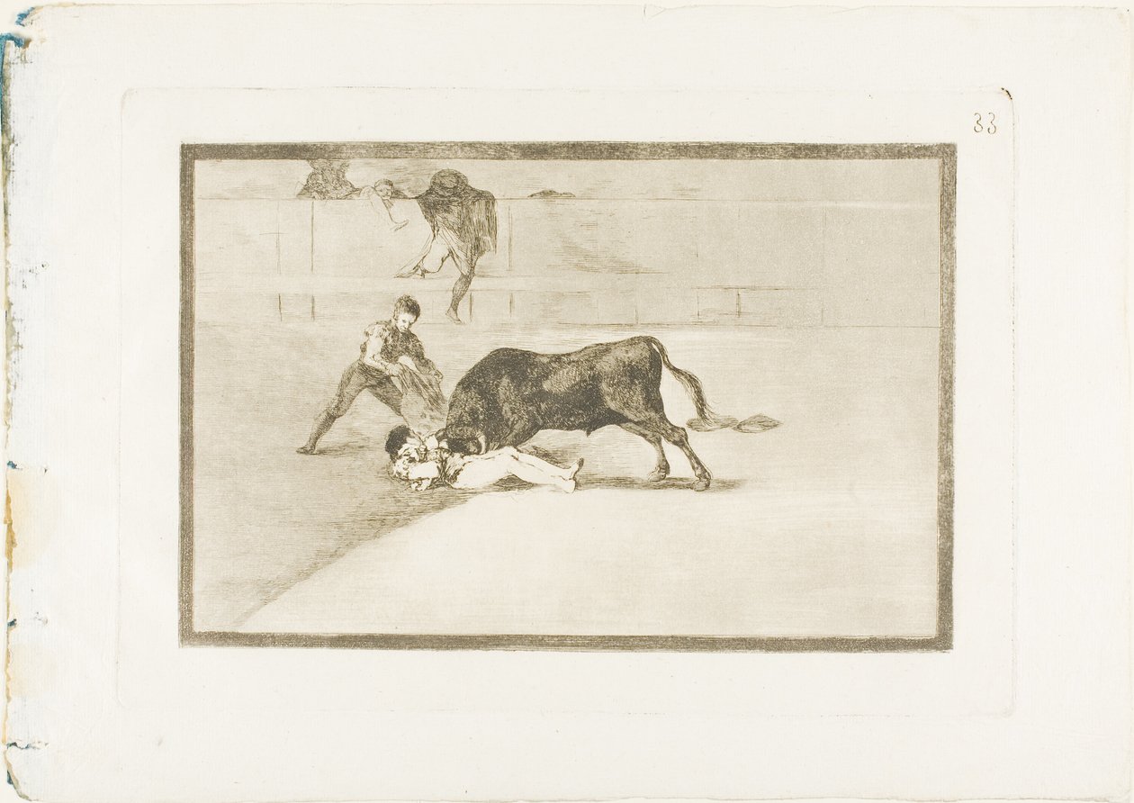 Pepe Illos uheldige død i ringen i Madrid, plate 33 fra The Art of Bullfighting av Francisco Jose de Goya y Lucientes
