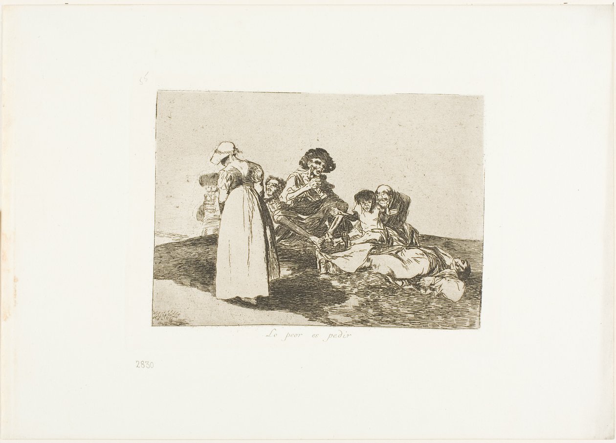 The Worst is to Beg, plate 55 fra The Disasters of War av Francisco Jose de Goya y Lucientes