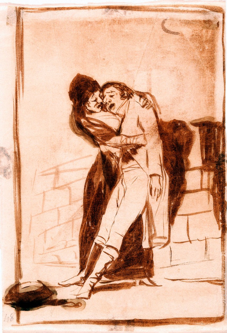 «The whims» (Los caprichos): Kjærlighet og død. Forberedende tegning 1797-1798 (tegning) av Francisco de Goya