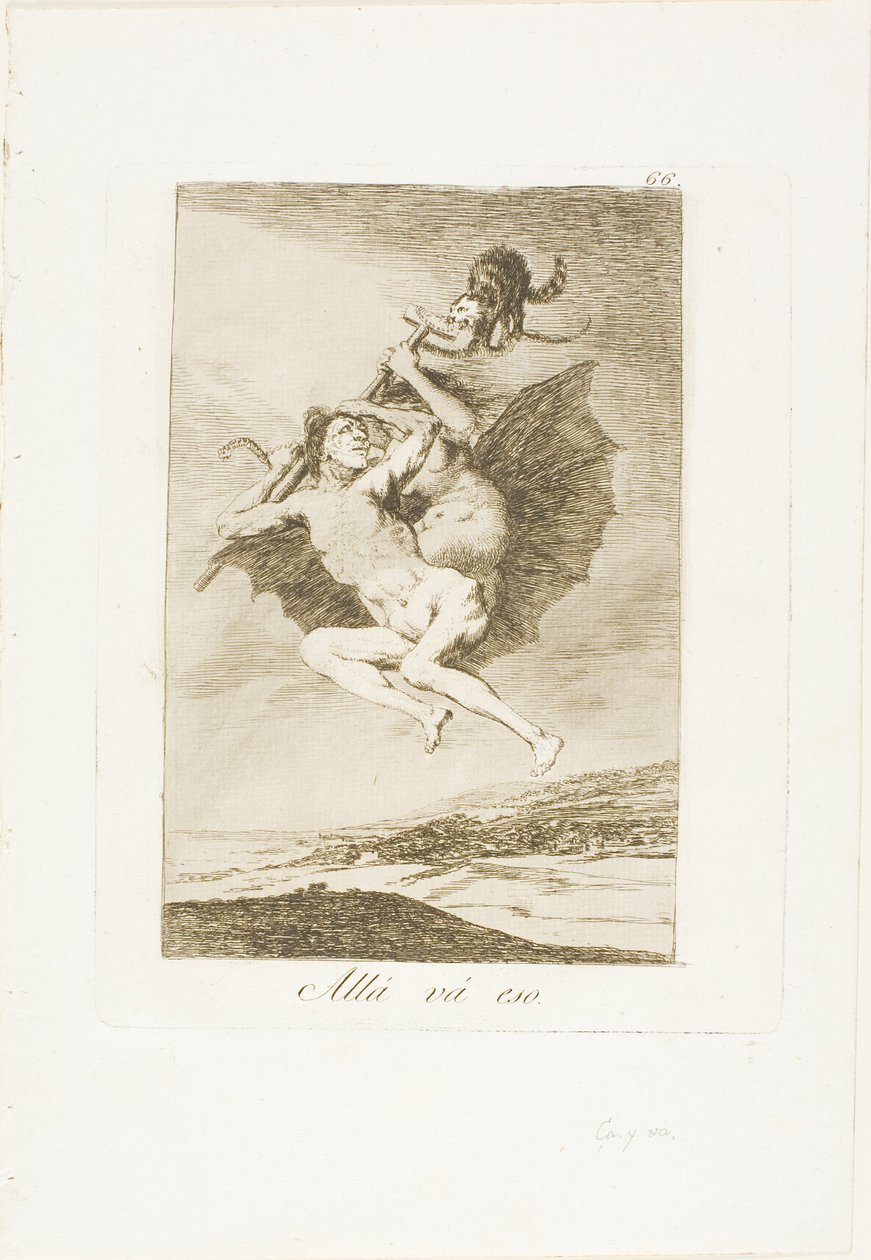 There it Goes, plate 66 fra Los Caprichos av Francisco Jose de Goya y Lucientes
