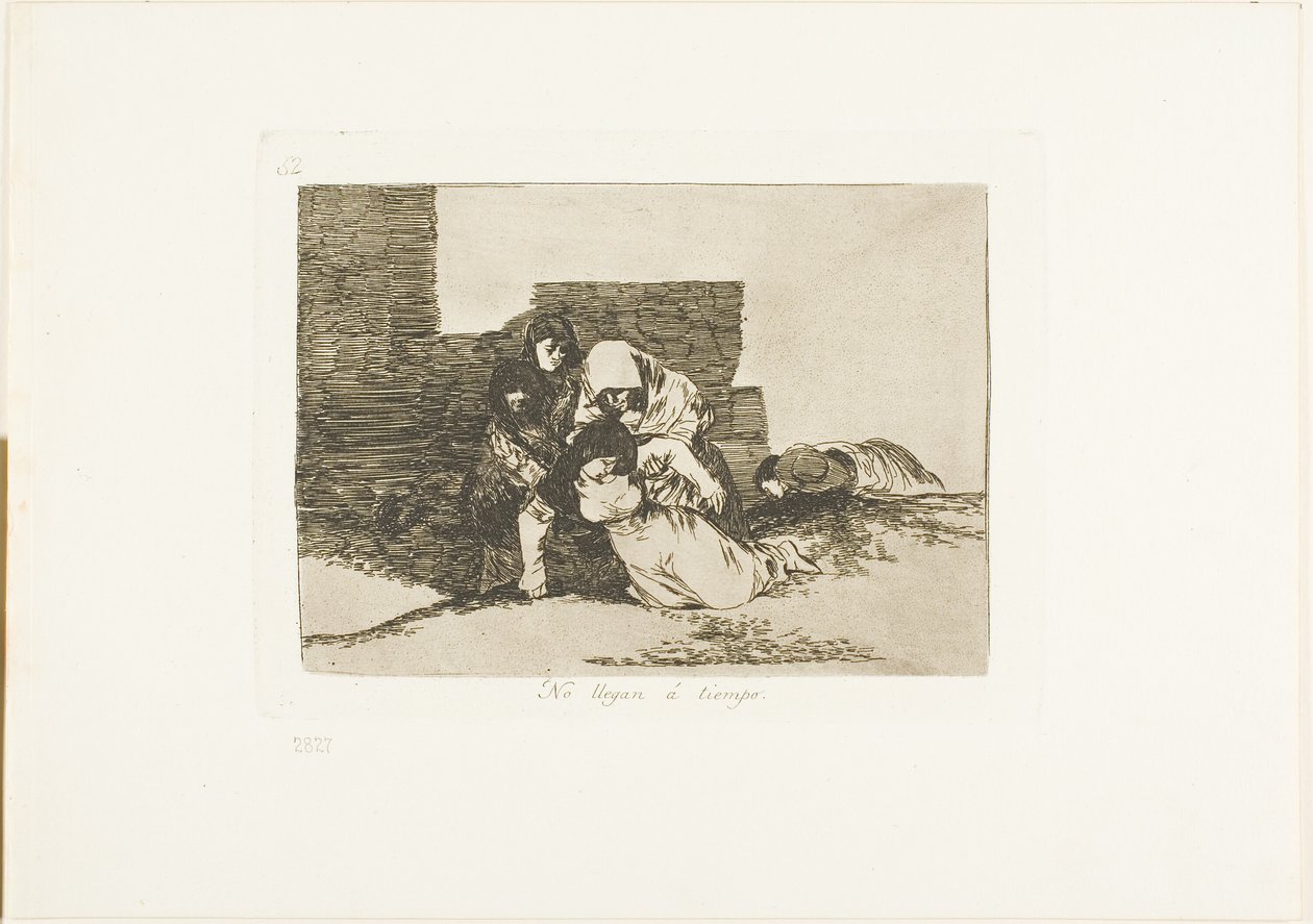 They Do Not Arrive in Time, plate 52 fra The Disasters of War av Francisco Jose de Goya y Lucientes