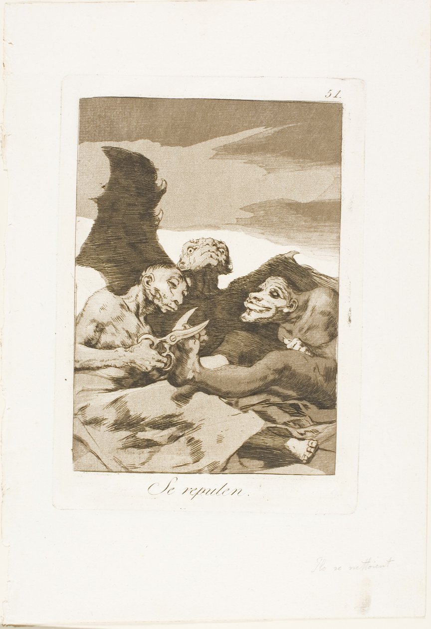 They Spruce Themselves Up, plate 51 fra Los Caprichos av Francisco Jose de Goya y Lucientes