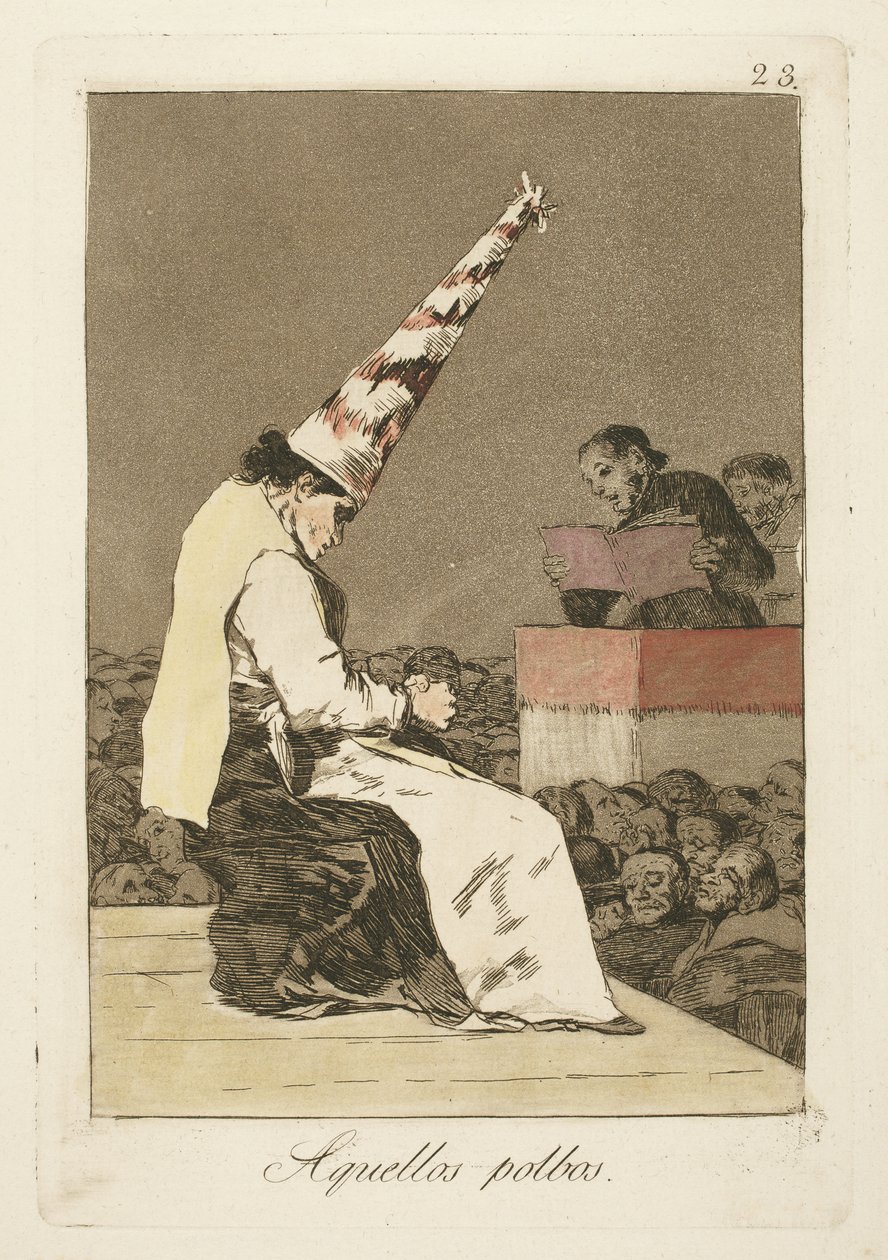 Disse støvflekkene, plate 23 fra "Los Caprichos" av Francisco de Goya