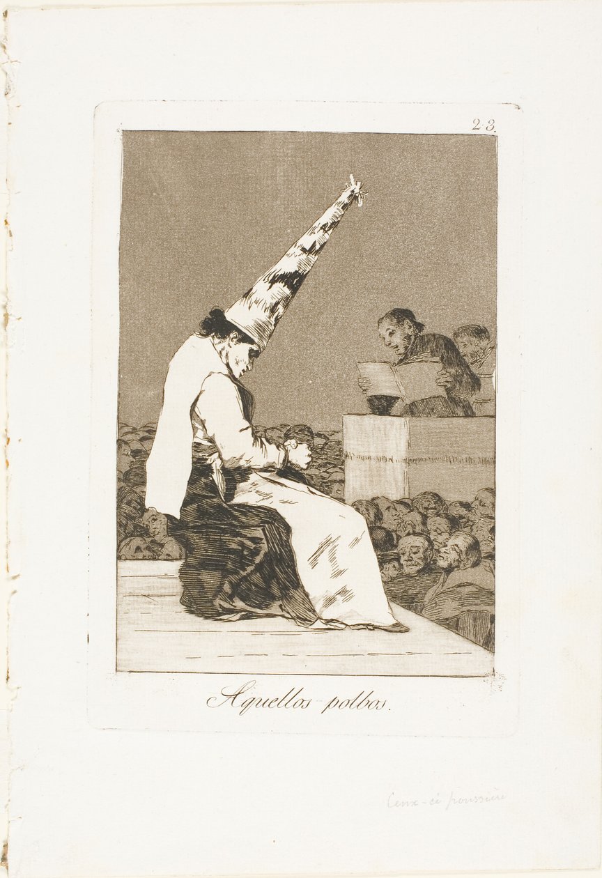 Disse støvflekkene, plate 23 fra Los Caprichos av Francisco Jose de Goya y Lucientes