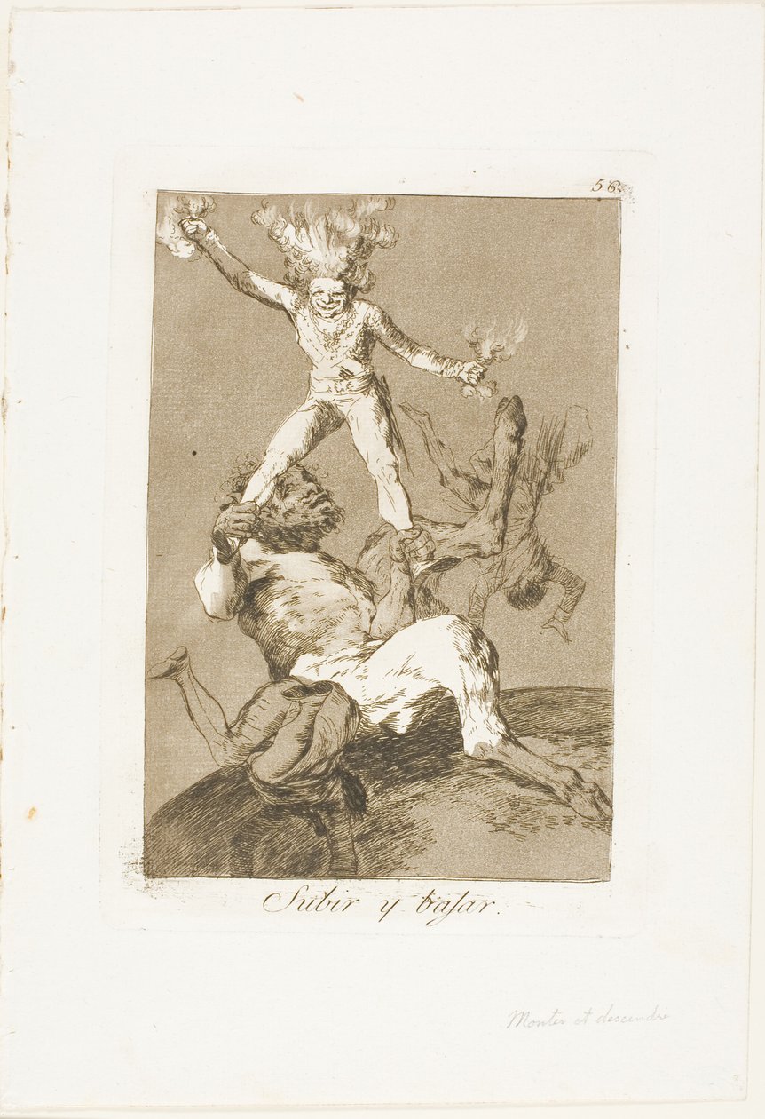 For å stige og å falle, plate 56 fra Los Caprichos av Francisco Jose de Goya y Lucientes