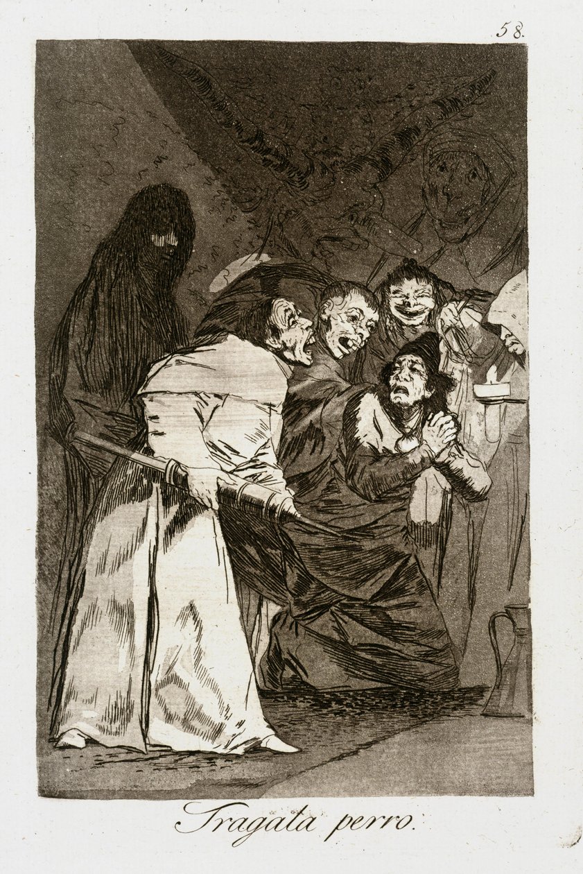 Svelg det, hund (Caprichos 58) av Francisco Jose de Goya y Lucientes