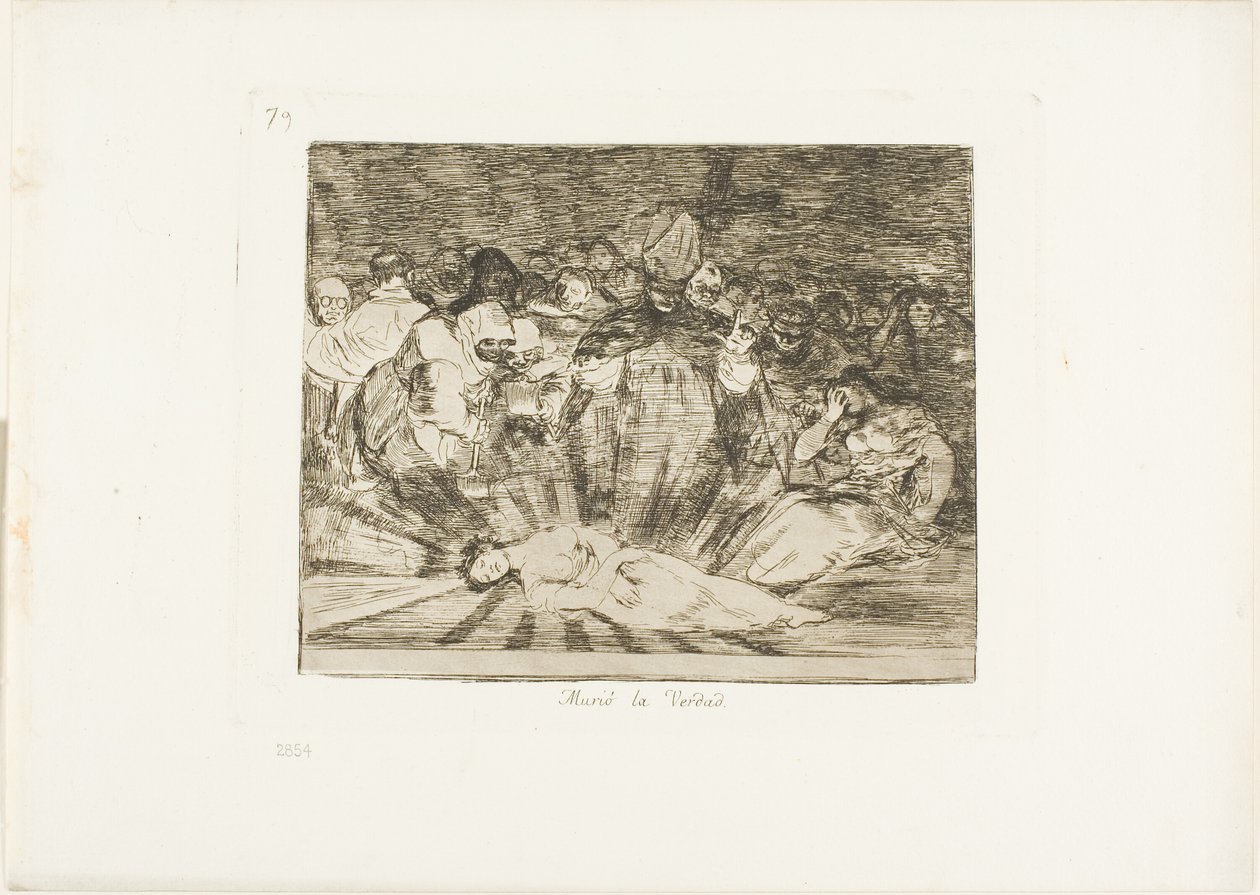 Truth has died, plate 79 fra The Disasters of War av Francisco Jose de Goya y Lucientes