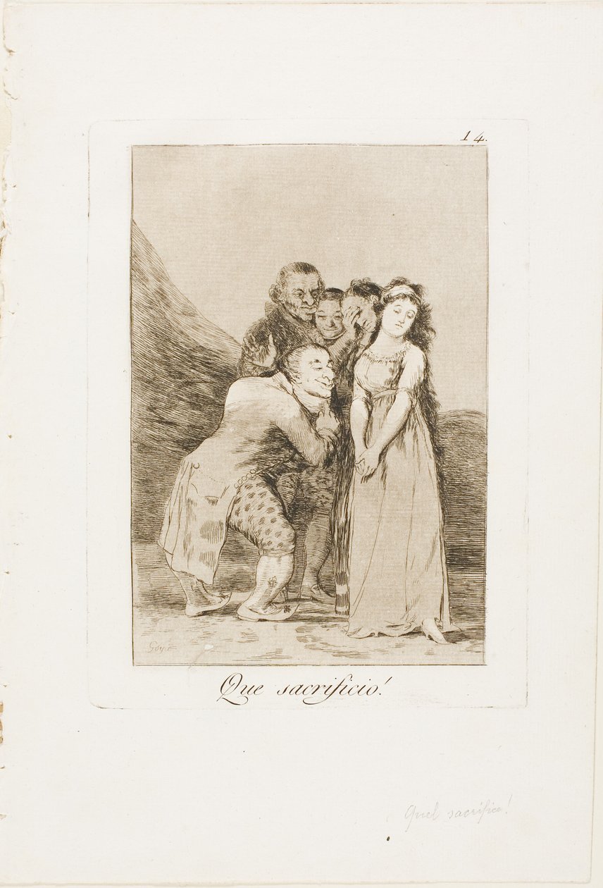 What a Sacrifice!, plate 14 fra Los Caprichos av Francisco Jose de Goya y Lucientes