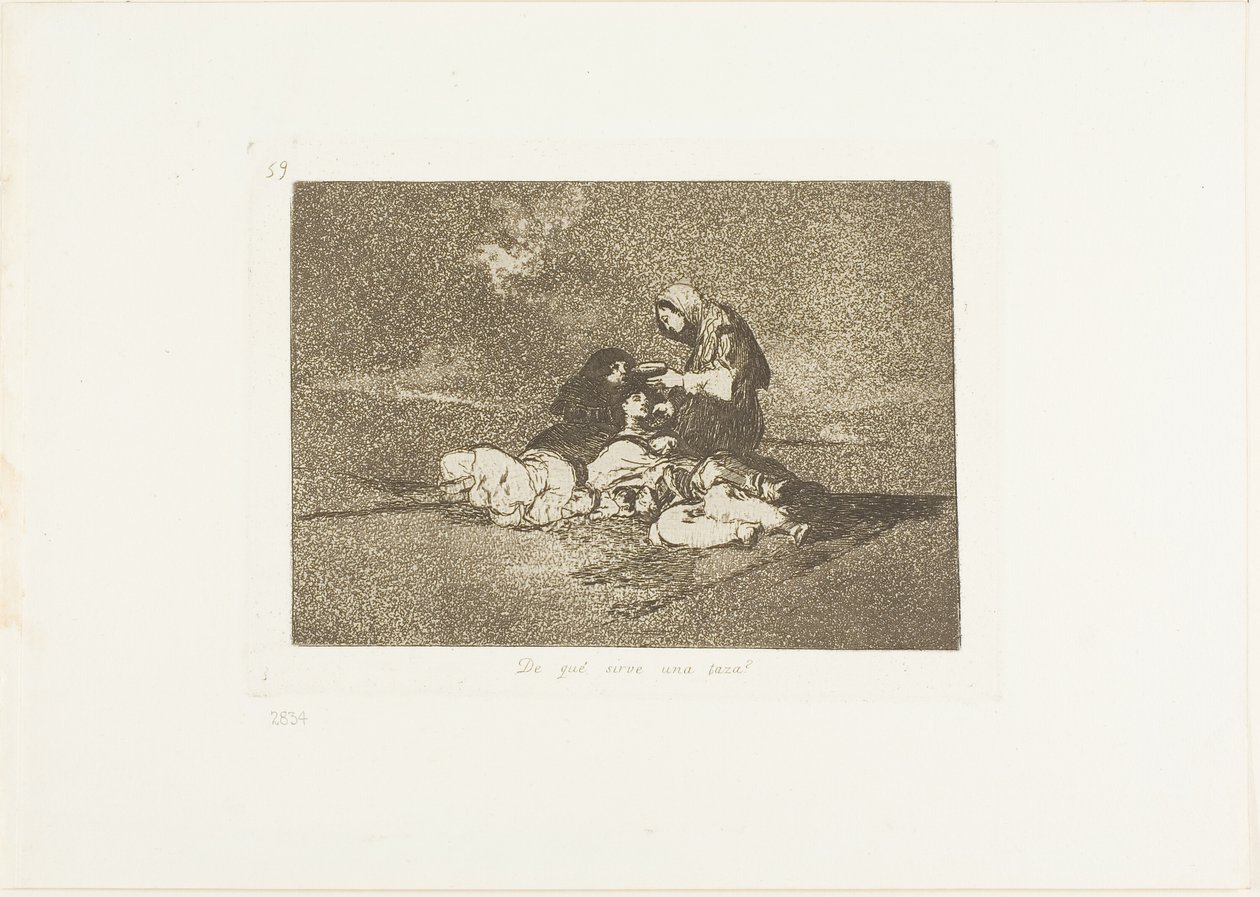 Hva er bruken av en kopp?, plate 59 fra The Disasters of War av Francisco Jose de Goya y Lucientes