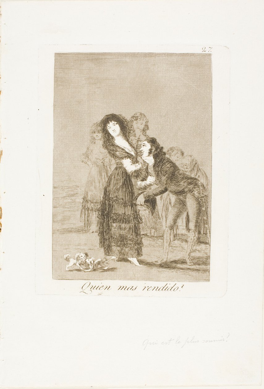 Hvem av dem er mer overvunnet?, plate 27 fra Los Caprichos av Francisco Jose de Goya y Lucientes