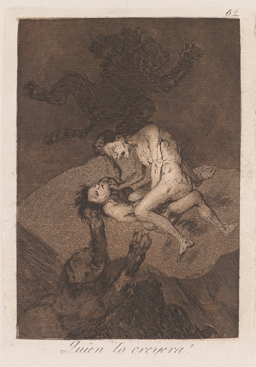 Hvem ville tro det?, sent 18.-tidlig 19 århundre (trykk) av Francisco de Goya