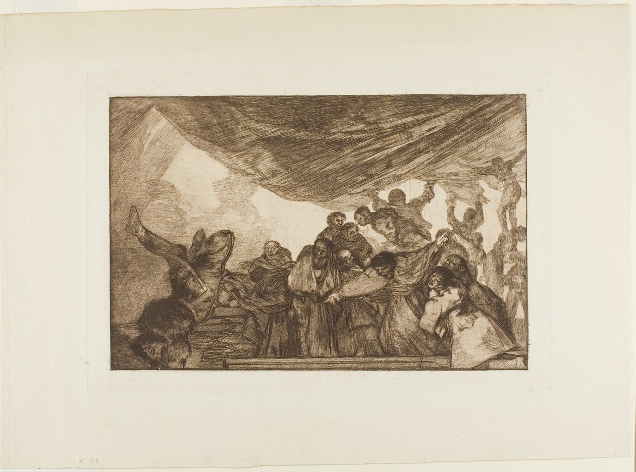 Uten å anbefale seg selv verken til Gud eller djevelen, plate 15 fra Los Proverbios av Francisco Jose de Goya y Lucientes