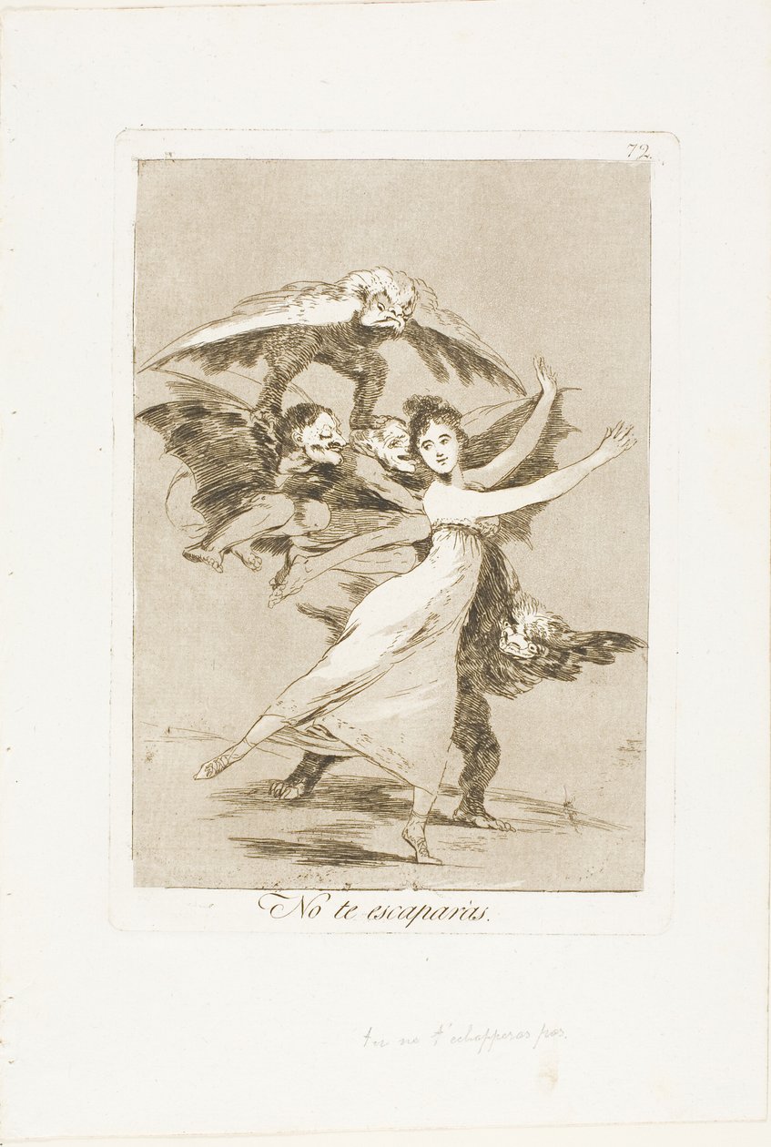 Du slipper ikke unna, plate 72 fra Los Caprichos av Francisco Jose de Goya y Lucientes