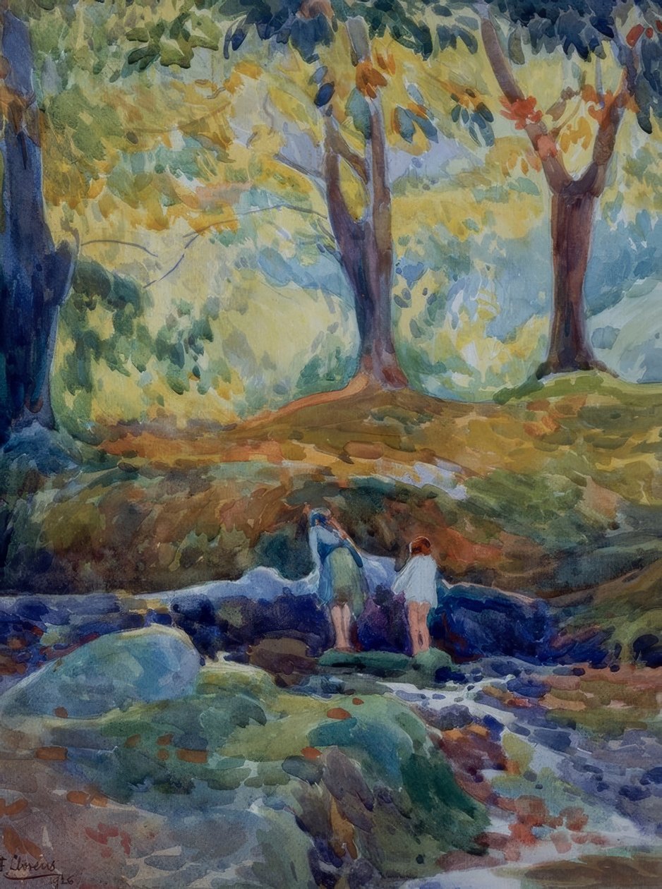 BOSQUE-ACUARELA. Artist: FRANCISCO LLORENS DIAZ. Sted: PRIVAT SAMLING, MADRID, SPANIA av Francisco Llorens Diaz