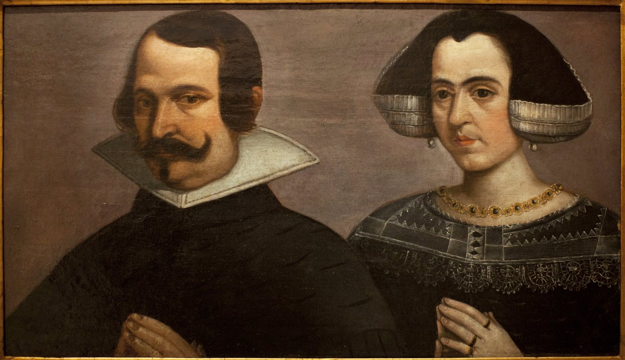 Portrett av et ungt par som ber. Maleri av Francisco Pacheco (1564-1644), cirka 1630. Museum of Fine Arts i Sevilla, Spania. av Francisco Pacheco