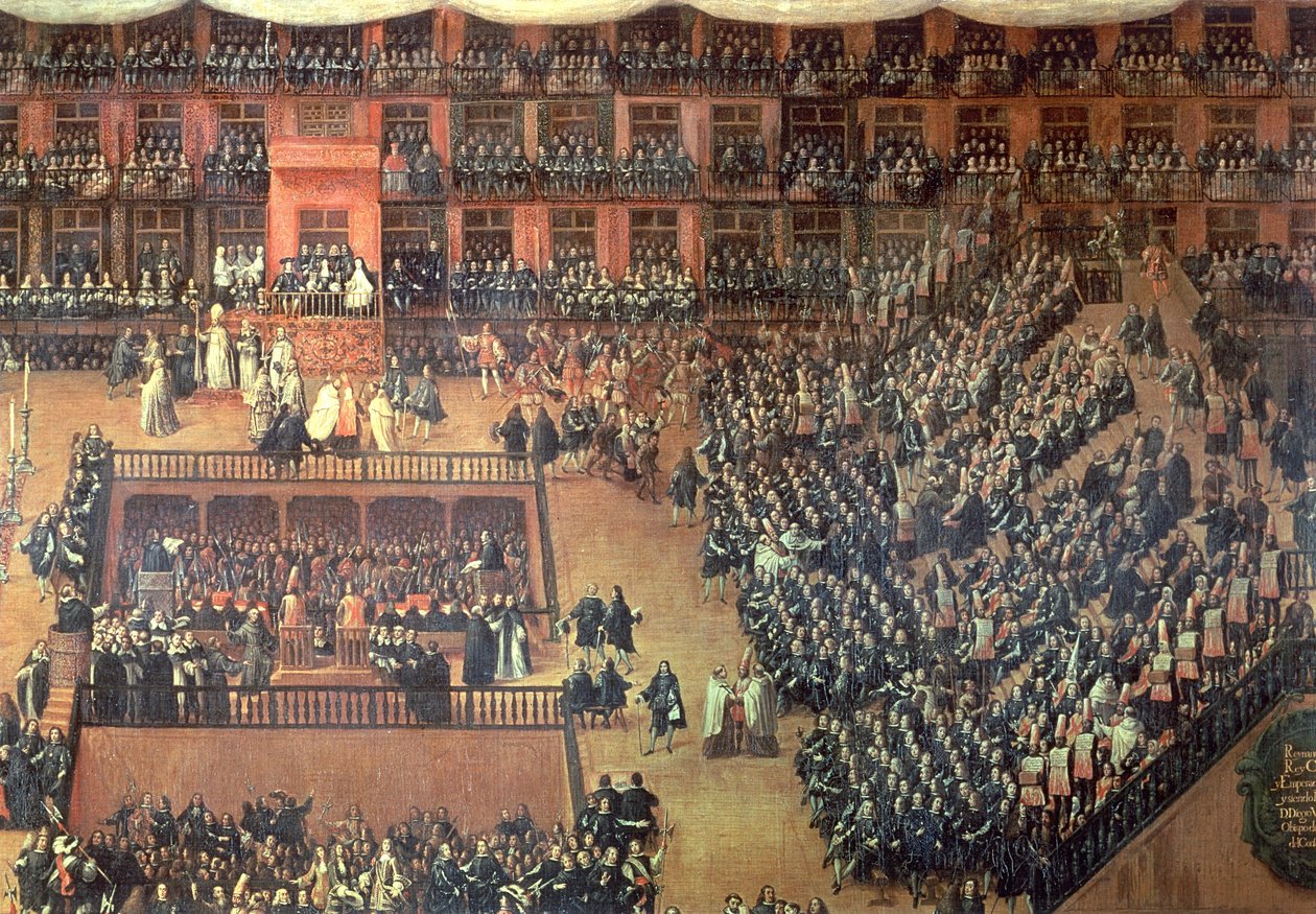 Auto de Fe på Plaza Mayor, Madrid, 30. juni 1680 (detalj) av Francisco Rizi