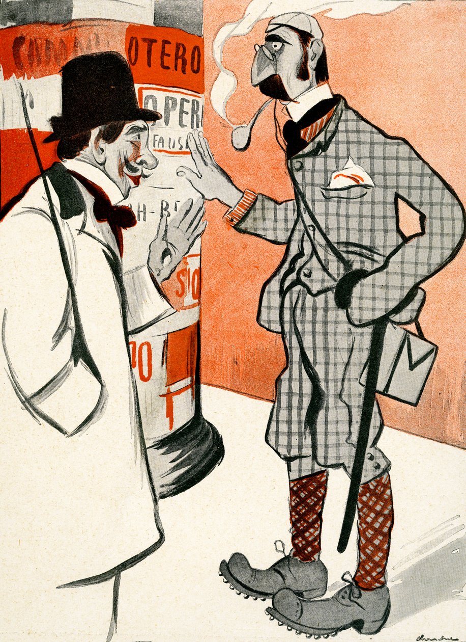 En franskmann forteller en engelskmann hvordan han skulle kle seg til Operaen, 1903. av Francisco Sancha y Lengo