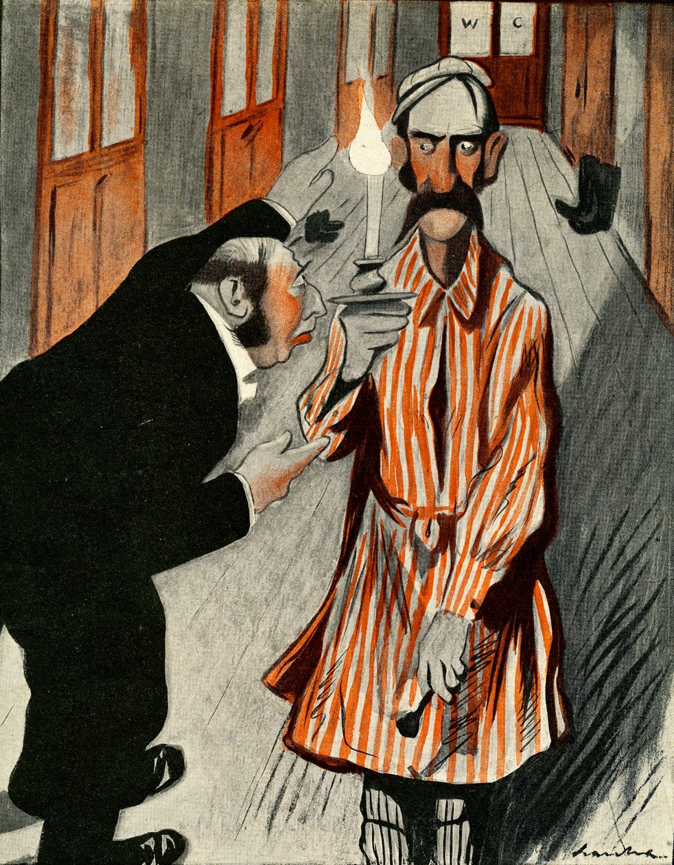 En gretten engelskmann blir assistert av et medlem av personalet på et fransk hotell, 1903 av Francisco Sancha y Lengo