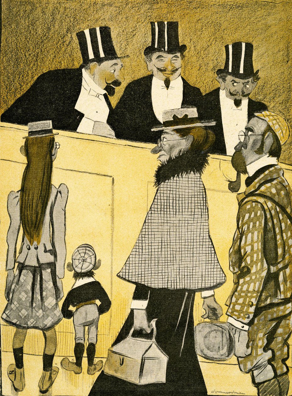 En fortapt engelsk familie ber om veibeskrivelse ved Operaen, 1903 av Francisco Sancha y Lengo