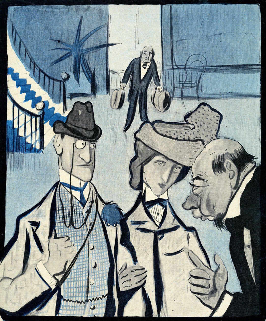Et engelsk par sjekker inn på et fransk hotell, 1903 av Francisco Sancha y Lengo