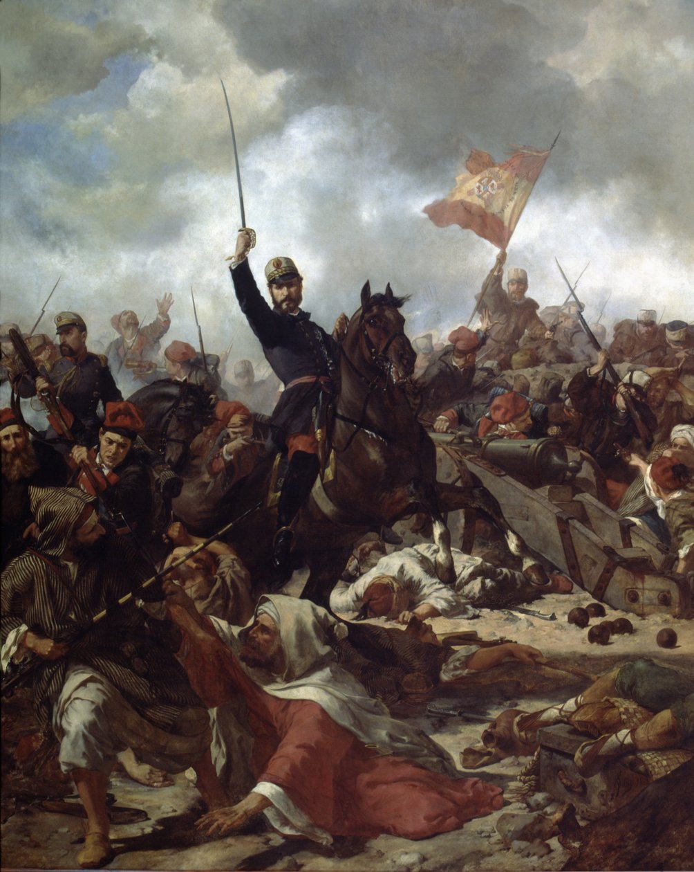General John Prim og Prats (1814–70) i ​​slaget ved Tetouan i av Francisco Sans y Cabot