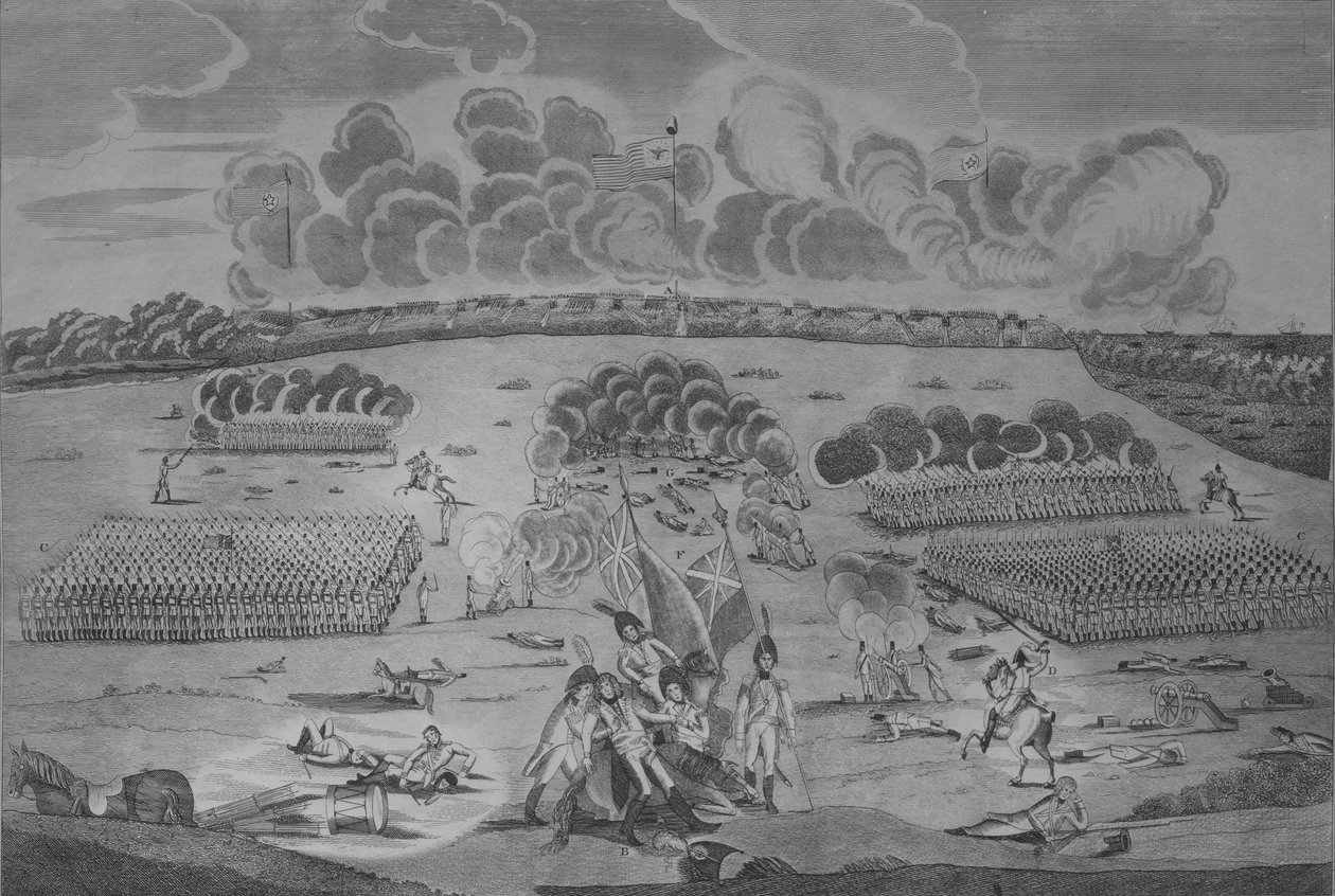 Et riktig syn på slaget nær byen New Orleans 8. januar 1815, ca. 1816. av Francisco Scacki