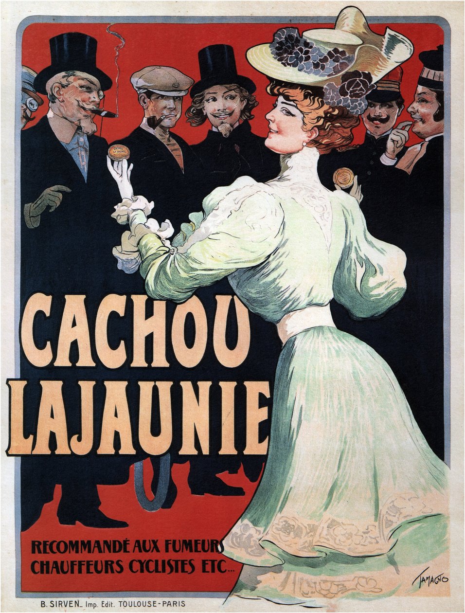 Cachou Lajaunie. Anbefalt for røykere Sjåfører Syklister etc, c. 1890 av Francisco Tamagno