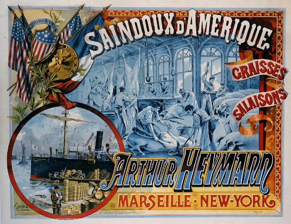 Plakat som reklamerer for Arthur Heymanns amerikanske dyrefett (farge litho) av Francisco Tamagno