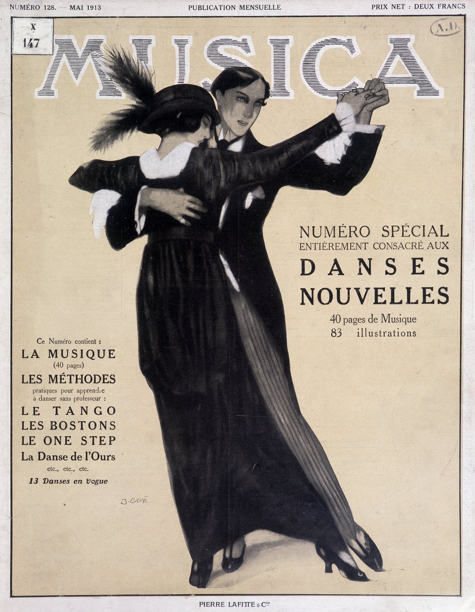 Numero spesialdanser nouvelles (par som danser tango) - Illustrasjon av Francisco Javier Gose (1876-1915) I "" Musica""", mai 1913 av Francesc Xavier Gosé