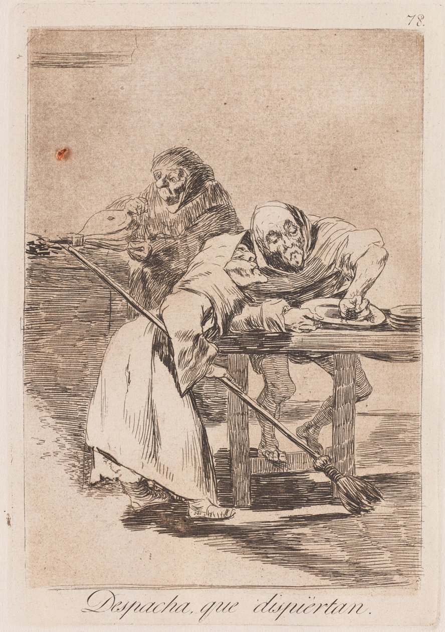 Be Quick, They Waken, sent 18.-tidlig 19 århundre (trykk) av Francisco de Goya