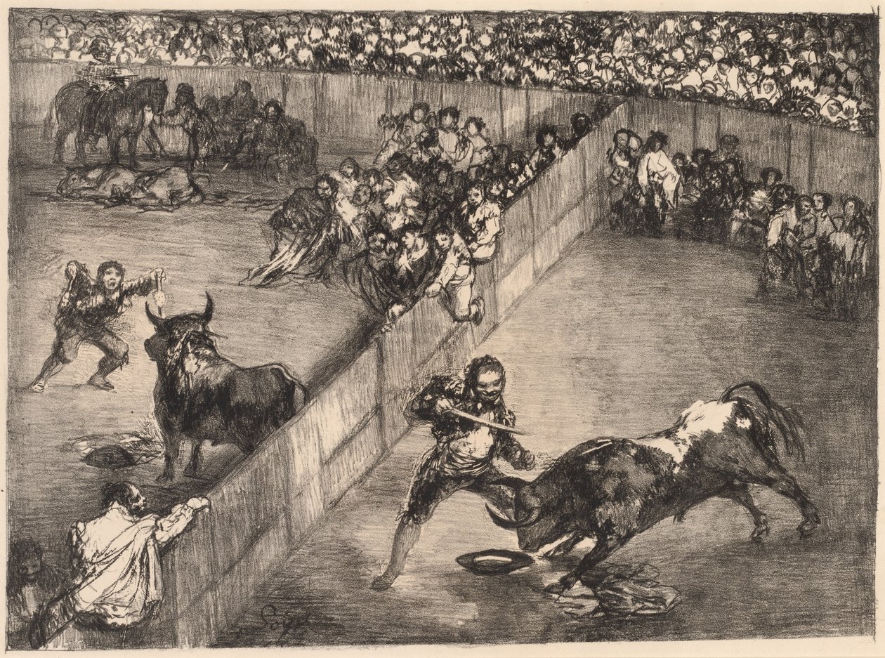 Tyrekamp i en delt ring av Francisco de Goya