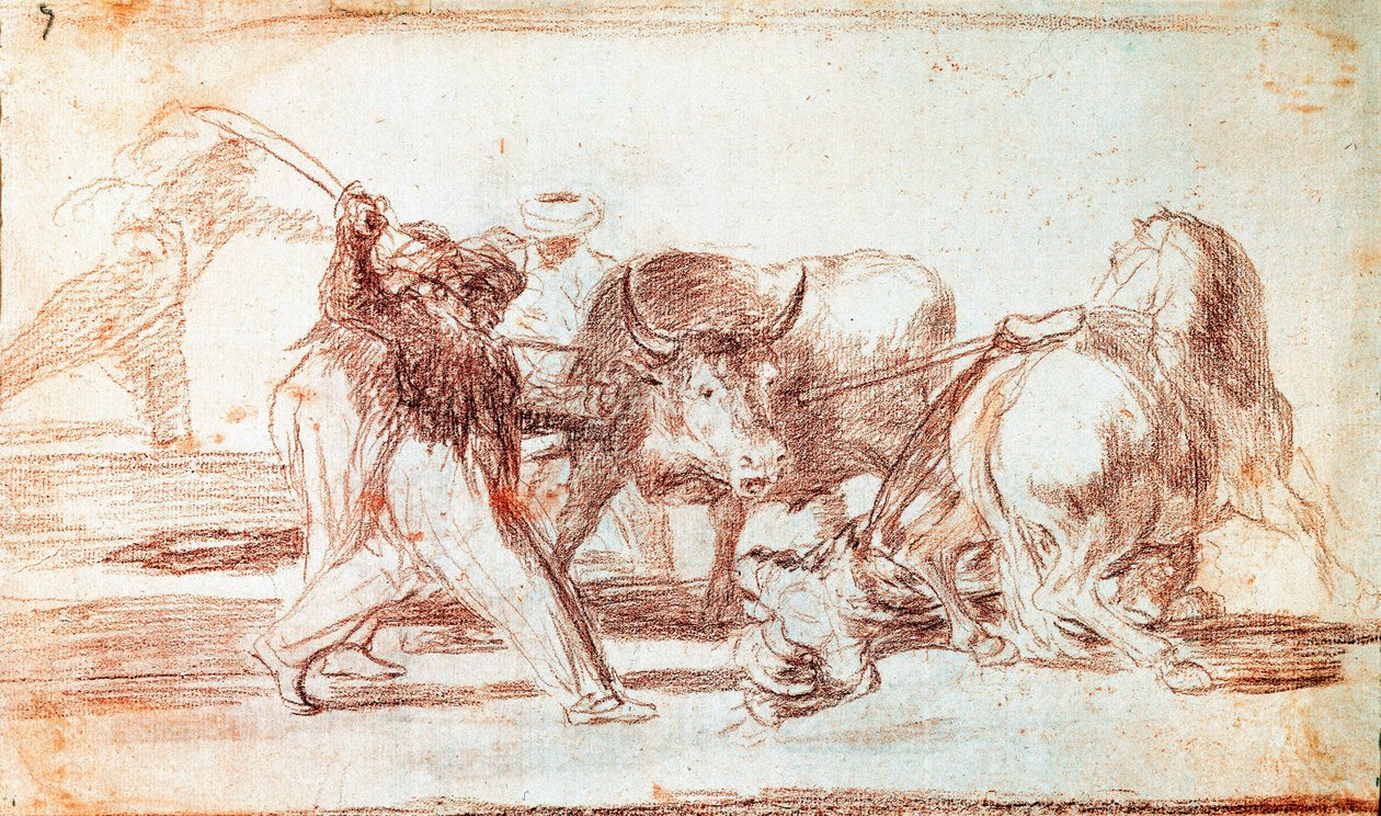 Tyrefekting: maurerne som bodde i Spania, og ignorerte overtroen i Koranen, tok i bruk denne jaktkunsten ved å kaste spyd i friluft av Francisco de Goya