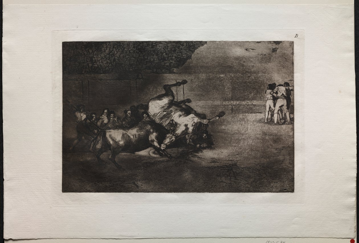 Bullfights: A Horse Thrown by the Bull av Francisco de Goya