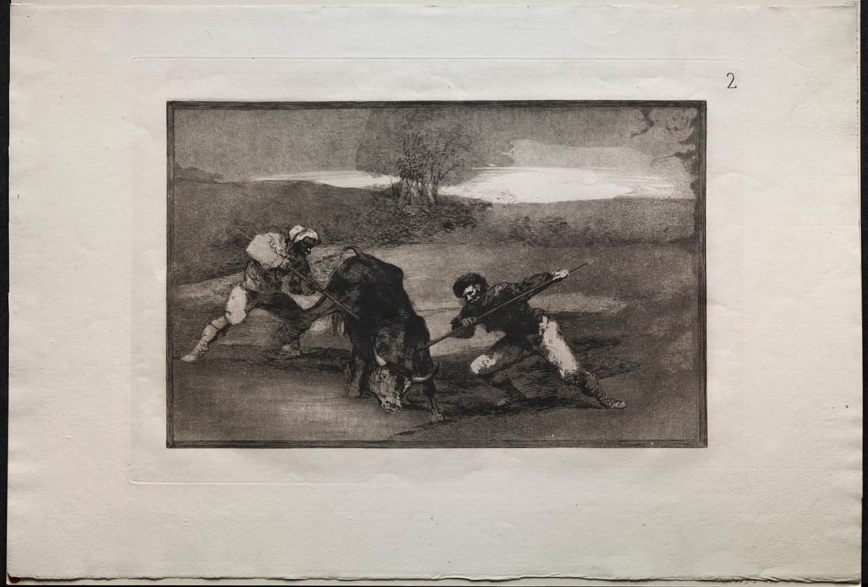 Tyrekamp: En annen måte å jakte på til fots, 1876. av Francisco de Goya