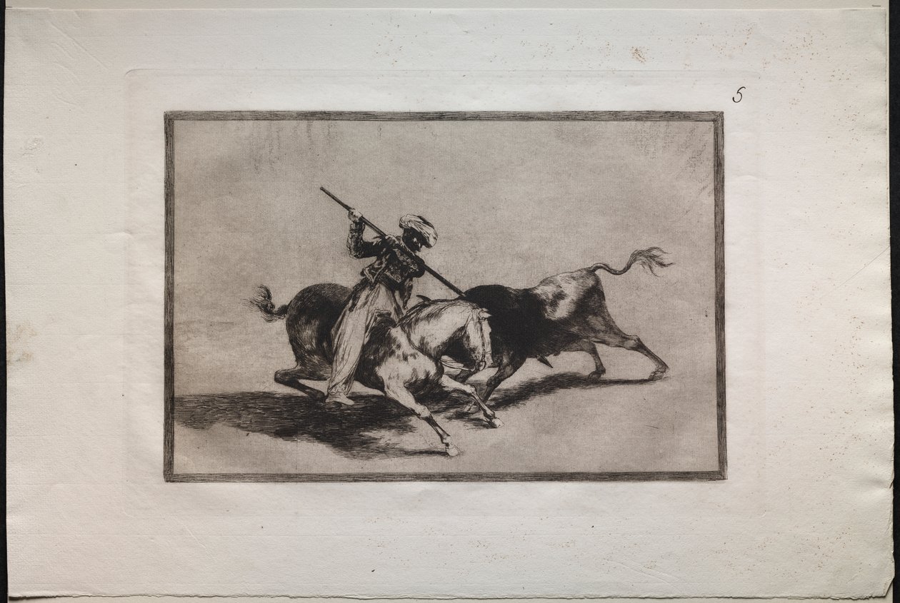 Bullfights: The Spirited Moor Gazul er den første som kjemper i henhold til reglene av Francisco de Goya