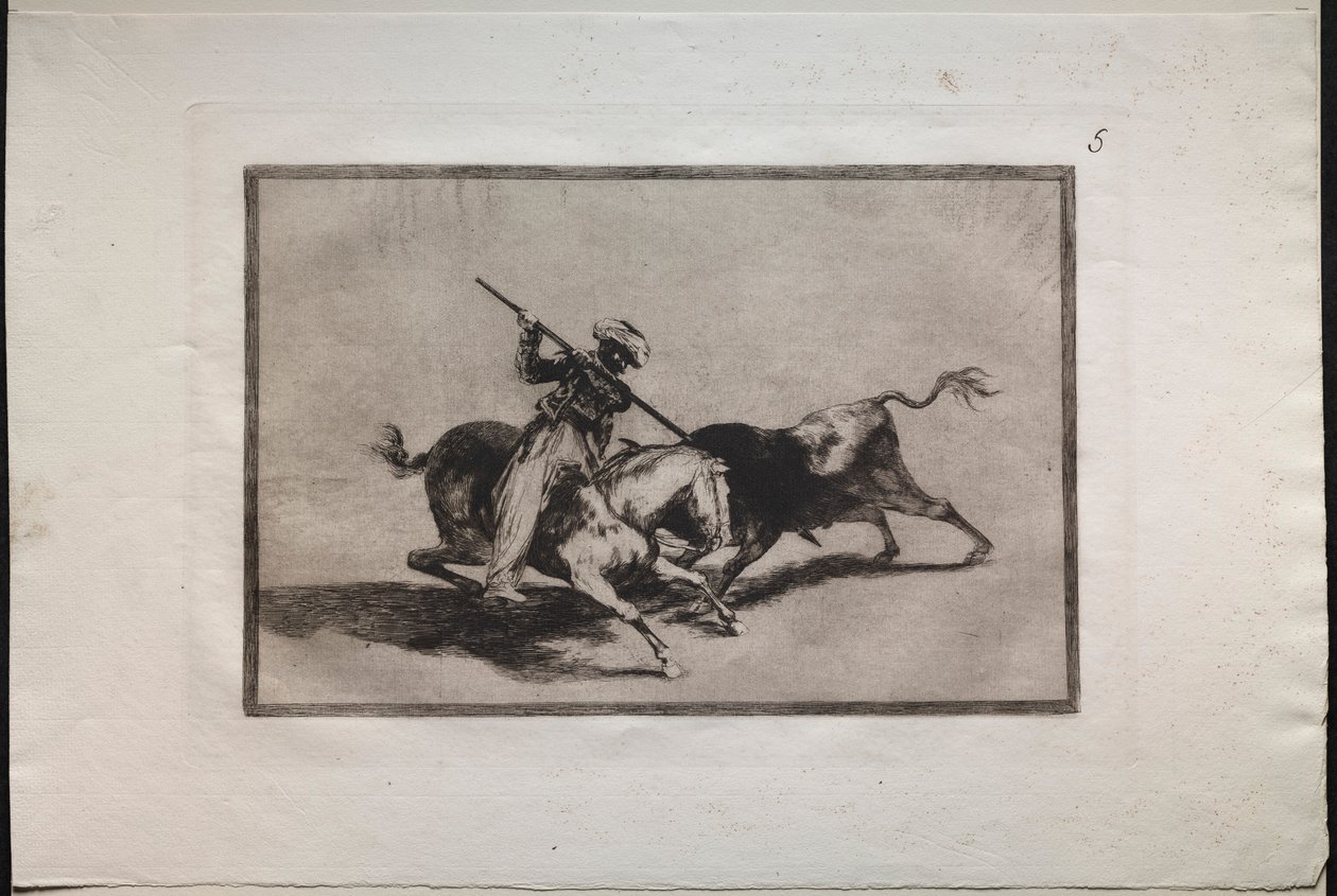 Tyrekamp: The Spirited Moor Gazul er den første som kjemper i henhold til reglene, 1876. av Francisco de Goya