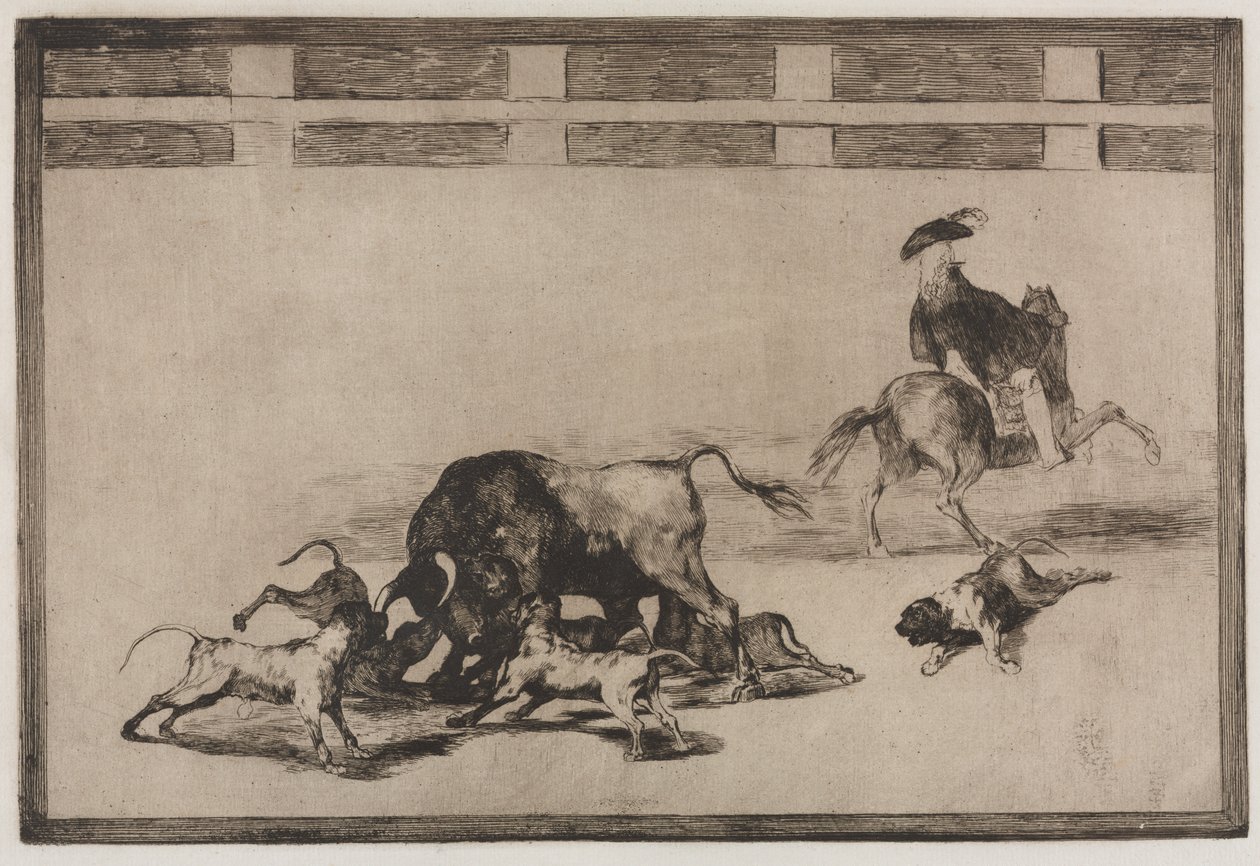 Bullfights: They Loose Dogs on the Bull av Francisco de Goya