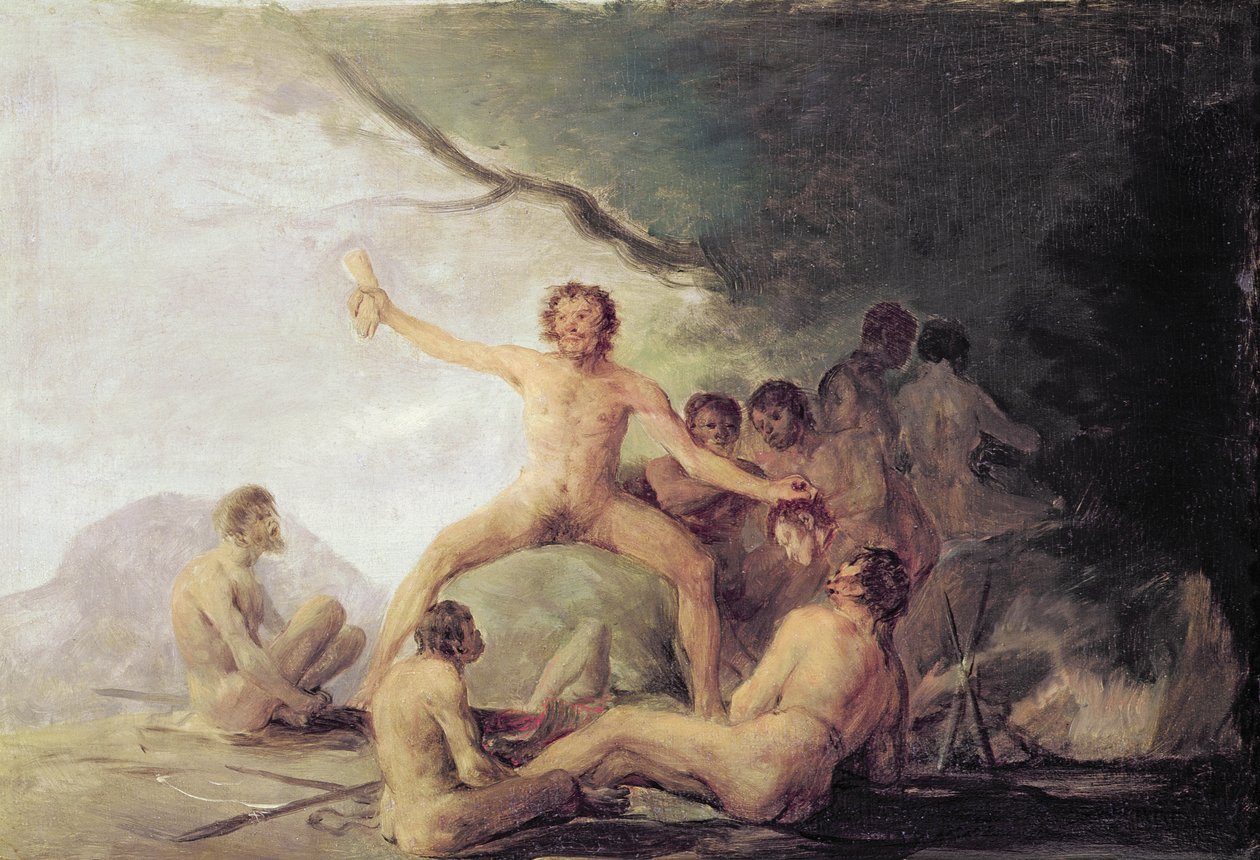Kannibaler som nyter menneskelige levninger, ca. 1800-08 (par 83503) av Francisco de Goya
