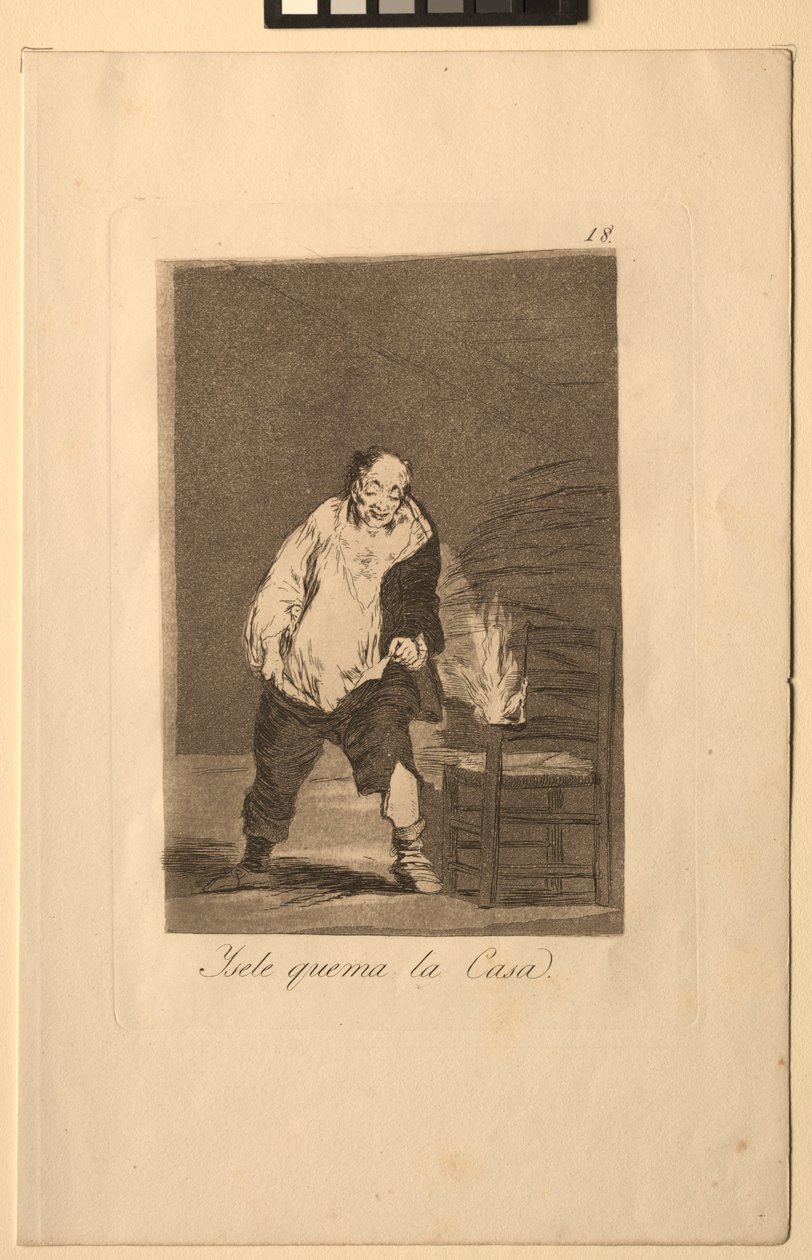 Caprichos: Og huset hans står i brann.. av Francisco de Goya