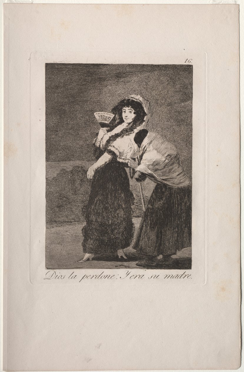 Caprichos: For himmelens skyld: og det var hennes mor. av Francisco de Goya