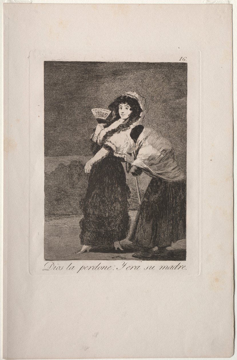 Caprichos: For himmelens skyld: og det var hennes mor.. av Francisco de Goya