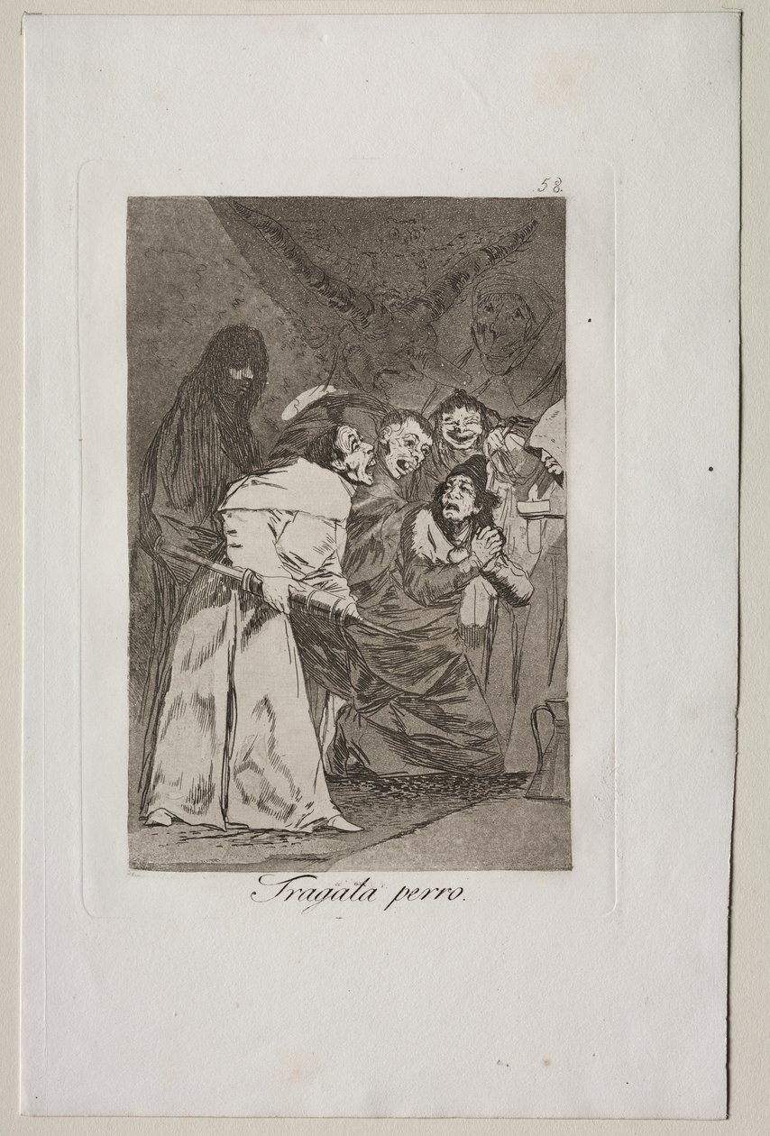 Caprichos: Svelg det, hund! av Francisco de Goya