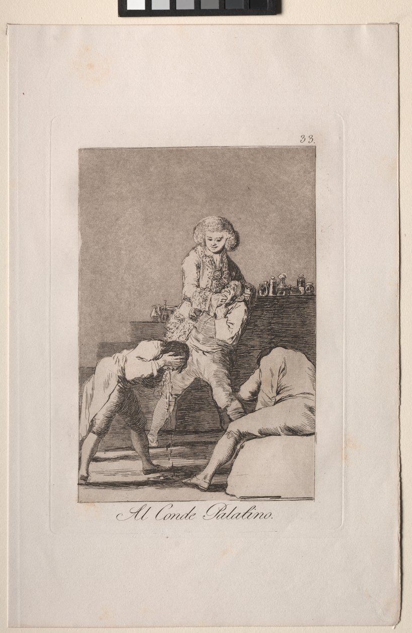 Caprichos: Til greve Palatiner eller greve av ganen av Francisco de Goya