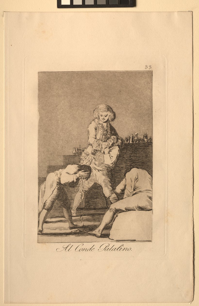 Caprichos: Til greve Palatiner eller greve av ganen. av Francisco de Goya