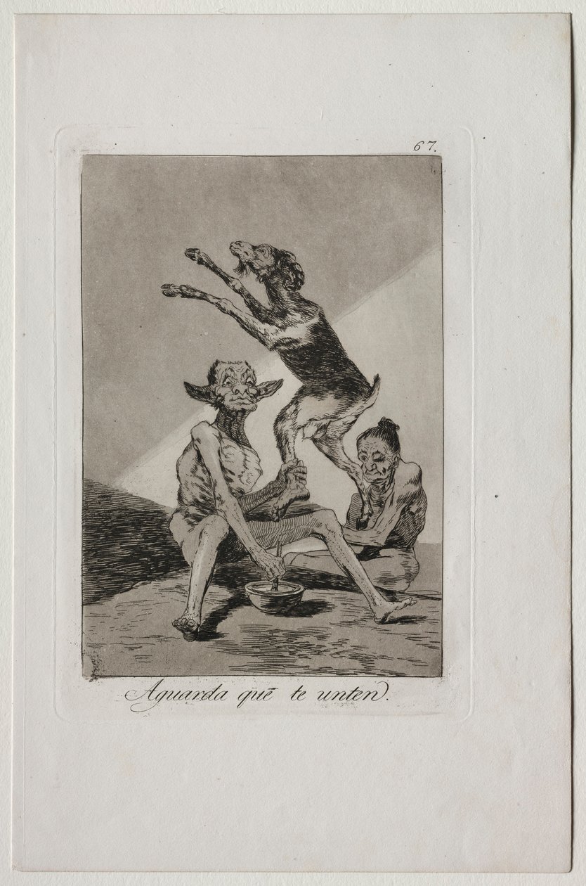 Caprichos: Vent til du har blitt salvet. av Francisco de Goya