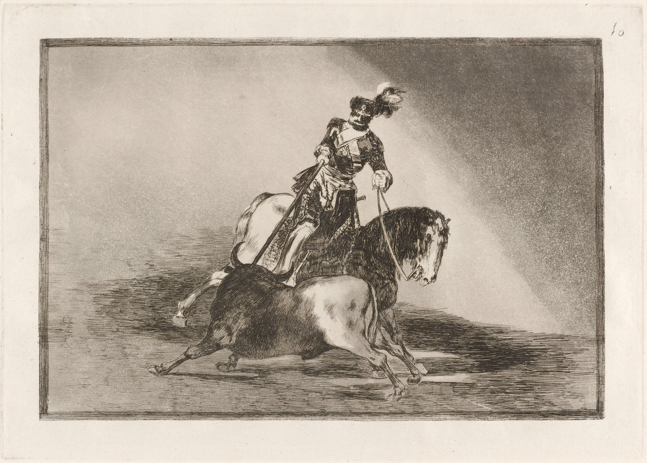 Charles V. spyder en okse på plassen i Valladolid (Charles V. spyr en okse i ringen ved Valladolid) av Francisco de Goya