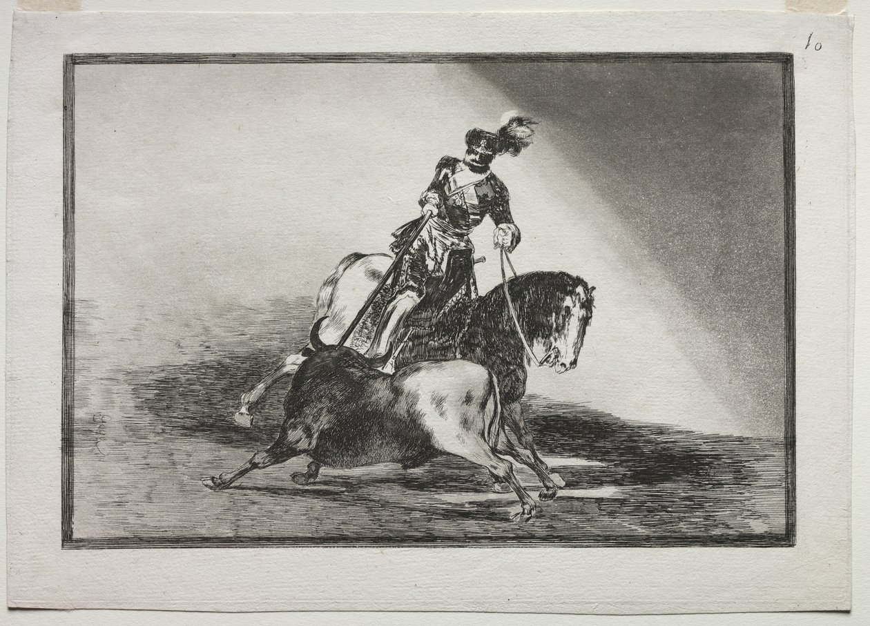 Charles V spyr en okse i ringen i Valladolid av Francisco de Goya