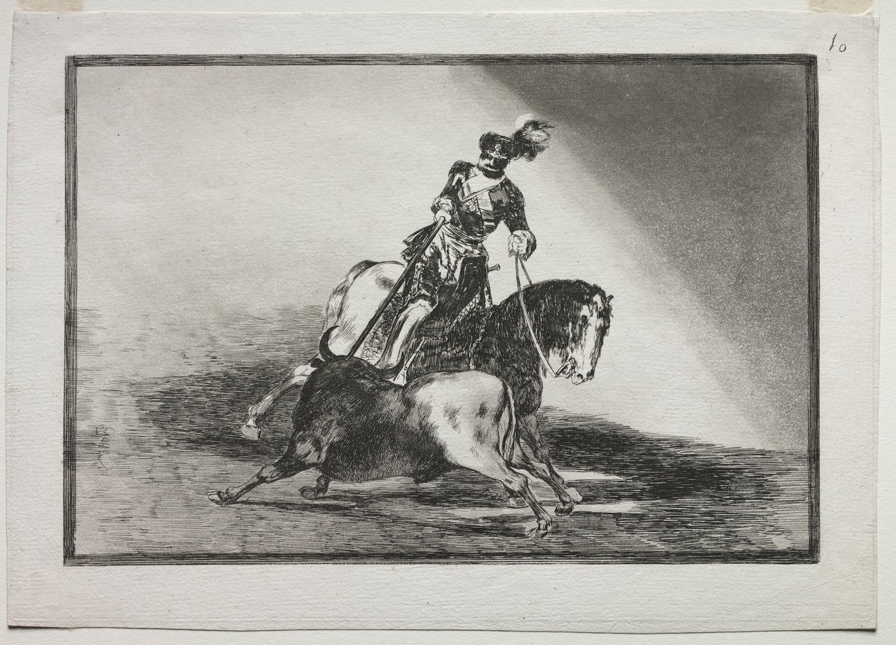 Charles V spydte en okse i ringen i Valladolid, 1815-1816. av Francisco de Goya