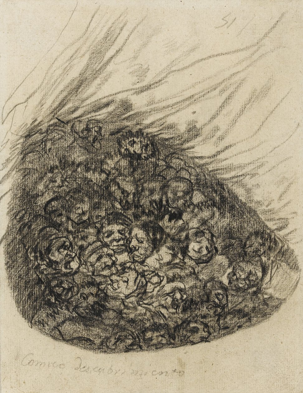 Comic Discovery, 1819-28 (svart kritt på papir) av Francisco de Goya