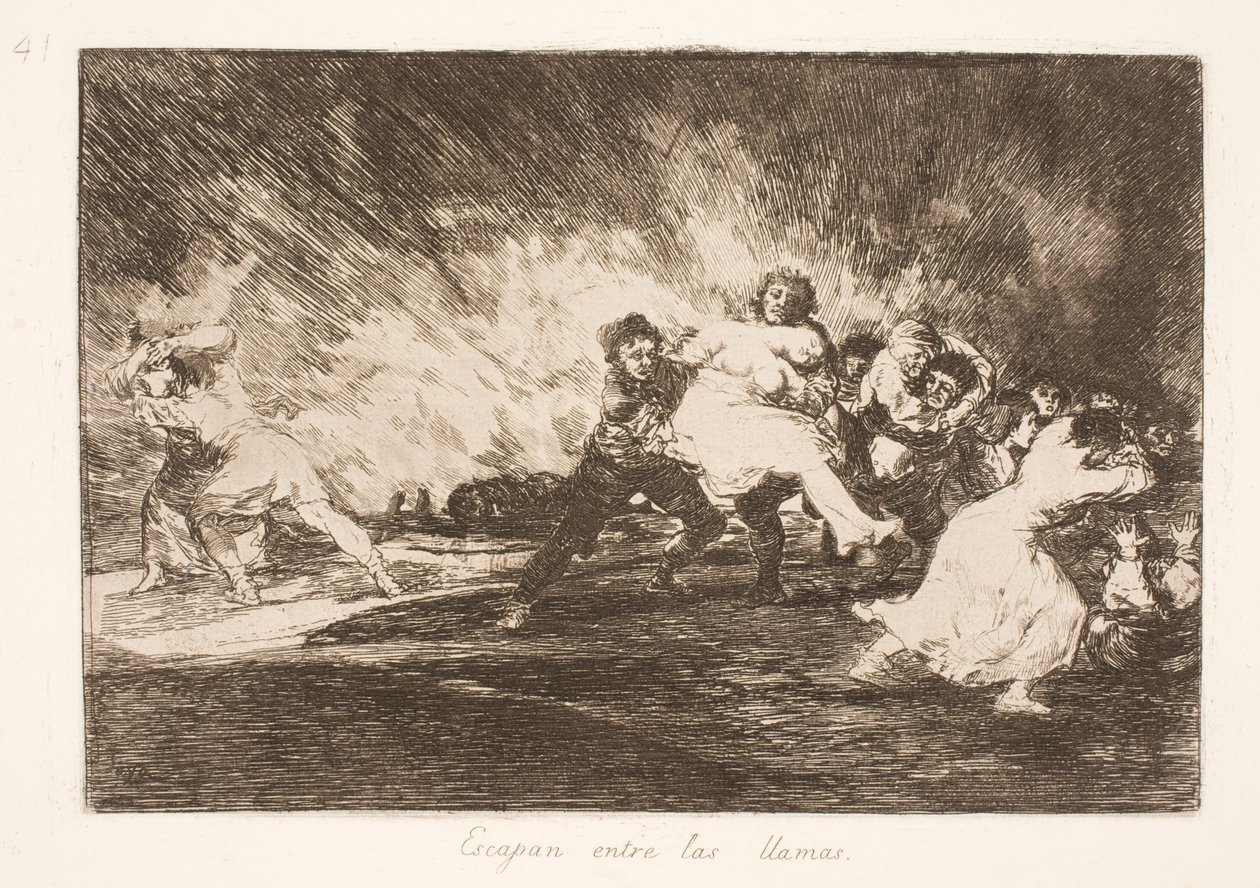 De rømmer gjennom flammene (41) av Francisco de Goya